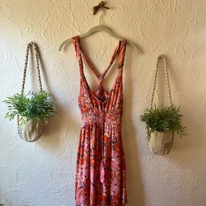 NEW Free People Dress! Medium, Pink, Orange, Yellow and Blue floral print